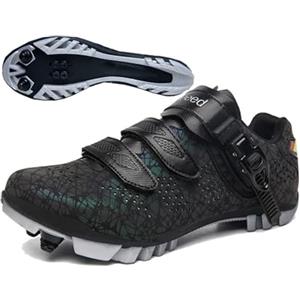 ENEN Scarpe MTB Uomo, Scarpe da Ciclismo Uomo, Scarpe Spinning Donna, Scarpe MTB SPD, Camuffare Scarpe Mountain Bike Compatibili con Pedali SPD 2 Bulloni con Tacchette, Scarpe Bici