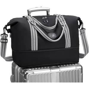 SPAHER Borsone da Viaggio Espandibile Bagaglio a Mano 40x20x25 Ryanair Vueling Bagage Cabine per Easyjet 45x36x20 Borsa da Leggero Impermeabile per Campeggio Weekend Sport Vacanza Uomo Donna Nero