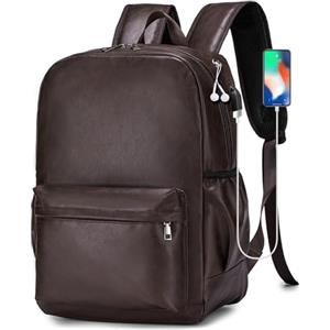 SPAHER Zaino da Viaggio PU Pelle Aereo 40x30x20 Ryanair Wizzair Zaino Porta PC 15,6 Pollici con Porta di Ricarica USB Donna Uomo 25L Piccolo Zaini da Cabina Lavoro Bagaglio a Mano Travel Backpack