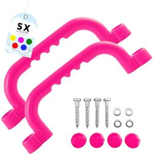 GO!elements Maniglia di Sicurezza per Parco Giochi | Maniglie per Telaio per Arrampicata per Bambini | Accessori per casetta da Gioco | in Coppia (2 Pezzi), Colore: Rosa