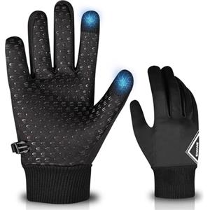 SAWANS Guanti da corsa e ciclismo, caldi, invernali, unisex, antiscivolo, touchscreen, leggeri, antivento, antivento, per attività all'aperto e per il freddo (nero, XL)