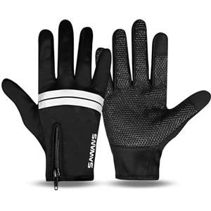 SAWANS Guanti invernali caldi per uomo e donna, guanti touch screen antivento per esterni, antiscivolo, termici, per corsa, ciclismo, camminata, equitazione, sci, arrampicata (nero, S)