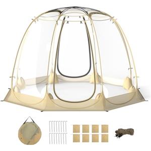 HOMASIS Tenda da Campeggio Trasparente, Tenda Istantanea Pieghevole per 6-10 Persone, Casa a Schermo Portatile con Borsa per il Trasporto per il Campeggio (265 x 265 x 190 cm)