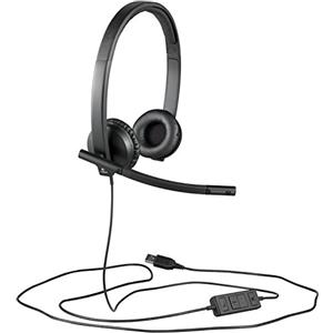 Logitech H570e Cuffie Cablate, Cuffie Mono con Microfono Cancellazione di Rumore, USB, Controlli ‎in Linea con Pulsante Disattiva Audio, Indicatore LED, Compatibili Con PC/Mac/Laptop - Nero