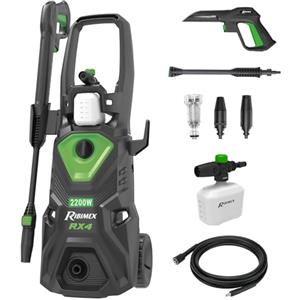Ribimex Idropulitrice ad Alta Pressione RX4, 2200W, 160 Bar, 480 L/h, Getto Regolabile, Serbatoio Detergente 550 mL, Tubo da 5 m, Protezione IPX5, Arresto Automatico, Avvolgitubo Integrato - PRNHP04