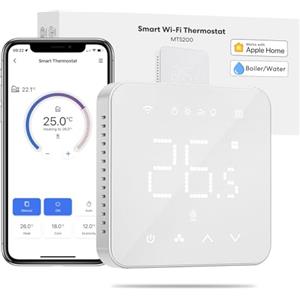 Meross Termostato Smart, Termostato WiFi per Caldaia, Cronotermostato Modalità Estiva, Termostato Intelligente da Parete Compatibile con HomeKit, Alexa e Google Home, Funzione Programmazione