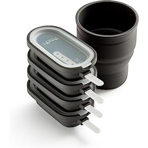 Lékué Set 4 Un. Stampo Gelato Creamy + Contenitore in Silicone, Marrone, 4 unità