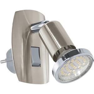 Eglo - Mini faretto a LED da presa, luce orientabile inserire nella acciaio di colore argento e cromo, attacco GU10, interruttore incluso