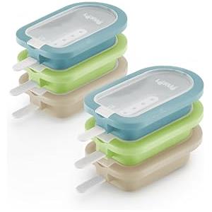 Lékué - Set per mini ghiaccioli impilabile in silicone Mediterraneo, 6 unità