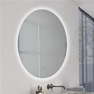M Ledme - Specchio da bagno con luce 50X70cm, specchio circolare rotondo 20W, dimmerabile, 3 colori di luce, interruttore touch, vetro temperato HD, IP44, LM9304.