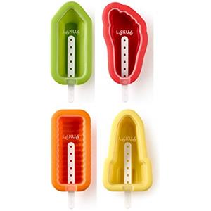 Lékué - Stampi per ghiacciolo, iconico, impilabile, in silicone, multicolore, 6,5 x 13,5 x 10,5 cm, 4 pezzi