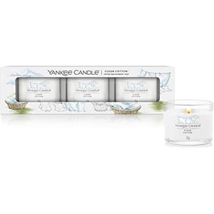 Yankee Candle set di candele profumate in confezione regalo | Candele votive con fragranza Clean Cotton | Miscela di cera di soia | 3 pezzi