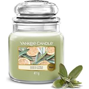 Yankee Candle Candela Profumata | Sage & Citrus Barattolo Medio | Candele a Lunga Durata: fino a 75 Ore | Regali Perfetti per Donne