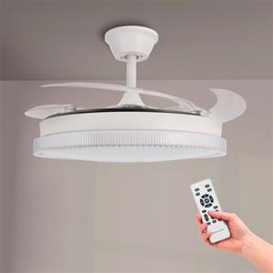 M mimotec - Ventilatore da soffitto a LED White Diamond, temperatura di colore regolabile, funzione estate/inverno, 6 velocità, LM8851