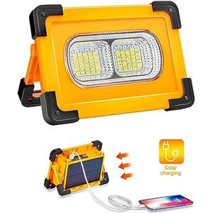 M Ledme - Faretto per proiettore LED portatile Solar PowerBank con batteria, 4.500 lumen, ricaricabile, luce per lavoro, ricaricabile USBo solare, campeggio, garage, pesca, LM6335