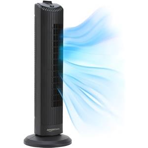 Amazon Basics Ventilatore a Torre Oscillante 71 cm con Angolo di 60 Gradi per Camera da Letto, Soggiorno, Ufficio, 3 Velocità, Controllo Meccanico Intuitivo, Nero Opaco, 35W, 71 cm x 24 cm x 24 cm