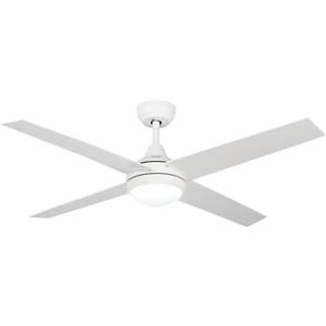 M mimotec - Ventola da soffitto LED Minimal Bianco 55W, telecomando, basso consumo, motore DC 27W+luce LED 18W, 6 velocità, silenziosa, 4 pale, inverno-estate, timer.