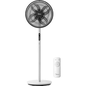Midea Ventilatore Silenzioso a Piantana FS35-26XRDSE(BW) Motore DC, 8 Pale, 9 Livelli di Velocità, Oscillazione 85°, Timer 9 Ore, Altezza Regolabile