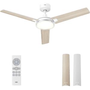 DREO ventilatore da soffitto con luce e telecomando 132 cm, ventilatore bianco, 5 temperature colore CCT, LED dimmerabile a 6 livelli, 6 velocità, motore CC reversibile silenzioso, timer 1/4/8 h