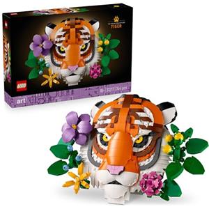 LEGO Art Collezione Animali - Tigre - Animale 3D da Costruire con Fiori e Piante Botaniche Decorative - Set di Decorazioni per Casa o Ufficio Fai da Te per Adulti - Idea Regalo Creativa - 31217