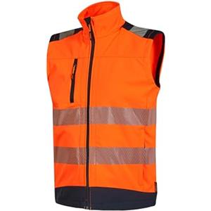 U-Power Gilet Alta Visibilità Softshell Dany Arancio Fluo - Comfort Stretch, Idrorepellente, Tasca Portacellulare, Taglia XL