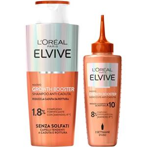 L'Oreal Paris L'Oréal Paris Kit Anticaduta Elvive Growth Booster con Siero Cute Senza Risciacquo 102ml + Shampoo 200ml Formula con Aminexil-R Niacinamide Estratto di Radice di Zenzero per Capelli Fragili - Set da 2