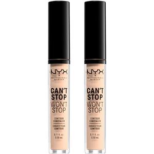 NYX Professional Makeup Correttore Can't Stop Won't Stop Tonalità 4 Light Ivory Liquido Multiuso Lunga Tenuta 24h Waterproof Ultra Pigmentato Corregge Scolpisce e Illumina - 2 Correttori da 3,5ml