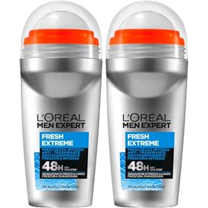 L'Oreal Paris L'Oréal Paris Men Expert Fresh Extreme Deodorante Roll-On Anti-Traspirante Protezione 48h Senza Alcool - 2 Flaconi da 50ml
