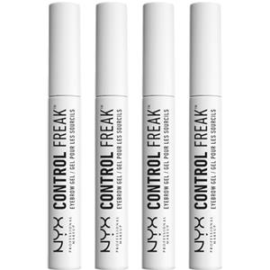 NYX Professional Makeup Gel Fissante per Sopracciglia Control Freak Mascara Trasparente Formula Vegana Non Appiccica - 4 Flaconi da 10ml