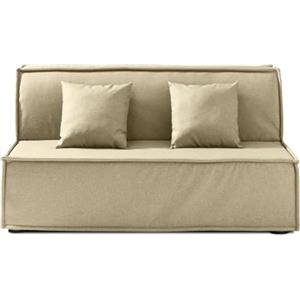 EVERGREENWEB MATERASSI & BEDS EVERGREENWEB Divano Letto 2 Posti con Materasso Matrimoniale 140x190 Ortopedico, Prontoletto RICHIUDIBILE con Rivestimento SFODERABILE e Lavabile, Coppia Cuscini SUPERSOFT Abbinati color Beige, ELLEN