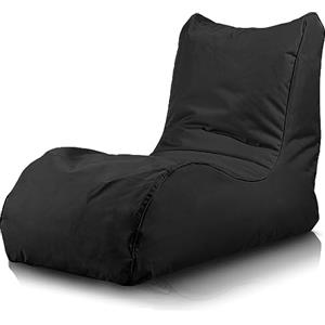 Bepouf - Poltrona Chaise Longue in Poliestere con Imbottitura in Palline di Polistirolo, Poltrona Adatta per Camera, Salotto e Esterni - Dimensione 110x80, Colore Nero