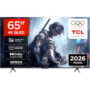 TCL TV TCL 65T8D 4K QLED da 65" con QD-Mini LED Dimming HDR Smart TV, 4K Ultra HD, Google TV con 144Hz VRR e audio Onkyo 2.1