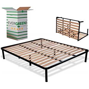 EVERGREENWEB MATERASSI & BEDS EVERGREENWEB - Rete Letto Matrimoniale 140x190 a Doghe in Legno Ortopedica con 6 Piedi Smontabili, Struttura in Ferro, Pieghevole Rinforzata Base da Incasso per Tutti Letti e Materassi - Modello Apple