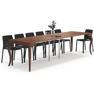 Mobili Fiver, Tavolo Consolle Allungabile, modello Classico, 45(306,2) x90 cm, Noce Canaletto, fino a 14 posti, Consolle da Soggiorno, Made in Italy