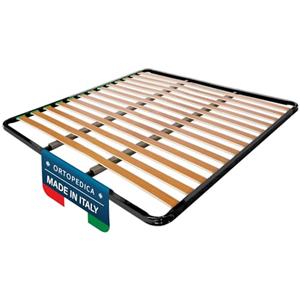 DOLCI SOGNI Rete 160x190 Ortopedica a Doghe, Rete Letto Matrimoniale Senza Piedi da Incasso con Doppia Barra Centrale di Rinforzo, Struttura 160x190 Interamente in Ferro 100% Made in Italy