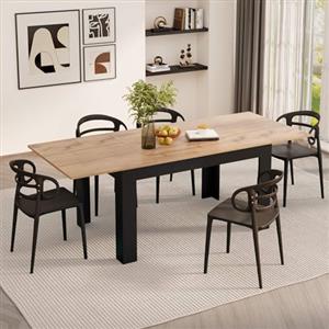 Mobili Fiver, Tavolo allungabile Cucina, Easy, 140(220) x90 cm, Rovere Rustico e Nero Frassino, per 6-8 persone, Tavolo Cucina, Made in Italy