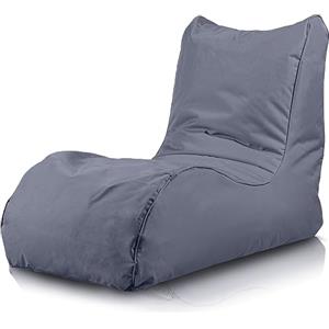 Bepouf - Poltrona Chaise Longue in Poliestere con Imbottitura in Palline di Polistirolo, Poltrona Adatta per Camera, Salotto e Esterni - Dimensione 110x80, Colore Grigio