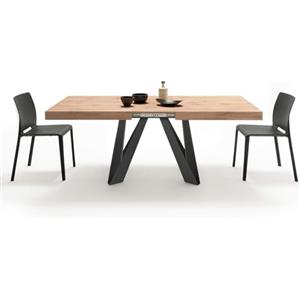 Mobili Fiver, Tavolo Allungabile Romina 160(240) x90 cm, Rovere Rustico con Gambe in Ferro Nere, per 6-10 persone, Tavolo Cucina, Soggiorno, Made in Italy