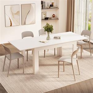 Mobili Fiver, Tavolo allungabile Cucina, Easy, 140(220) x90 cm, Bianco Frassino, per 6-8 persone, Tavolo Cucina, Made in Italy