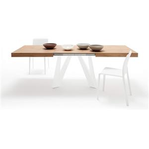 Mobili Fiver, Tavolo Allungabile Romina 160(240) x90 cm, Rovere Rustico con Gambe in Ferro Bianche, per 6-10 persone, Tavolo Cucina, Soggiorno, Made in Italy