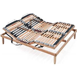 EVERGREENWEB MATERASSI & BEDS Evergreenweb - Rete Elettrica Matrimoniale 170x195 Ortopedica con Alzata Motorizzata Unica, Base Letto a Doghe in Legno Naturale, Rinforzata Piedi Smontabili Pieghevole Regolatori di Rigidità Offerta