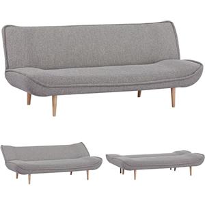 EVERGREENWEB MATERASSI & BEDS EVERGREENWEB Divano Letto 3 Posti Clic Clac in Tessuto Imbottito colore Grigio, Design Moderno, Schienale Reclinabile, Regolabile su 3 Livelli, Trasformabile in Comodo Letto, Gambe in Legno | SOFLA