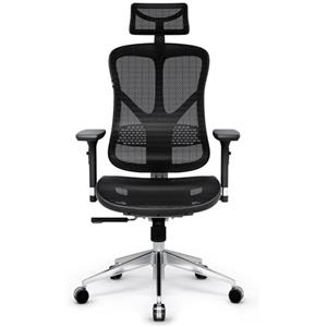 DIABLO V-Basic Sedia da ufficio Ergonomica Sedia Girevole con Supporto Lombare Integrato Braccioli 3D Poggiatesta Regolabile Funzione Dondolo Altezza Regolabile (Nero)