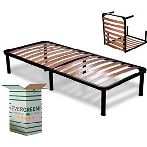EVERGREENWEB MATERASSI & BEDS EVERGREENWEB - Rete Letto Singola smontabile 80x190 Alta 35 cm a Doghe in Legno Ortopedica Rinforzata con 6 Piedi Struttura portante in Ferro Base da Incasso Ideale per Tutti Letti e Materassi