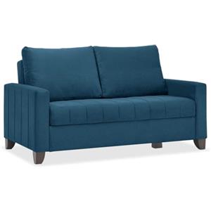 EVERGREENWEB MATERASSI & BEDS EVERGREENWEB Divano letto 2 Posti Trasformabile in Letto Matrimoniale 140x190 cm, Schienale Ribaltabile con Coppia Cuscini Estraibili, Morbido Tessuto Imbottito Blu, Braccioli Slim, Piedi in Legno