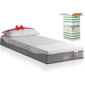 EVERGREENWEB MATERASSI & BEDS EVERGREENWEB Miglior Materasso Singolo 80x190 Alto 20 cm Memory Foam DISPOSITIVO MEDICO Ortopedico MASSAGGIANTE con Cuscino Letto GRATIS, Rivestimento SFODERABILE con Zip Lavabile Tessuto ANALLERGICO