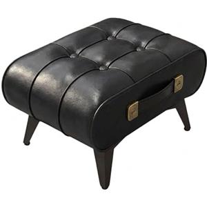 FRANKYSTAR® Kumo - Sgabello Pouf Ottomano Moderno 35,5x25x30 cm Poggiapiedi Panca Moderna in Similpelle Nero