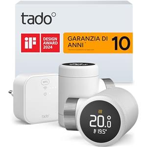 tado° termostato intelligente X - Starter Kit con Bridge X, controllo del riscaldamento tramite app e smart speaker (Alexa, Siri, Google Assistant), risparmio energetico