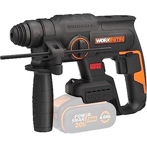WORX Nitro WX381.9 - Martello pneumatico senza spazzole da 20 V, per forare, perforare a martello e scalpellare, 2 Joule, senza batteria e caricatore