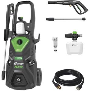Ribimex Idropulitrice ad Alta Pressione RX5, 2200W, 160 Bar, 460 L/h, Getto Regolabile, Serbatoio Detergente 550 mL, Tubo da 6 m, Protezione IPX5, Arresto Automatico, Avvolgitubo Integrato - PRNHP05